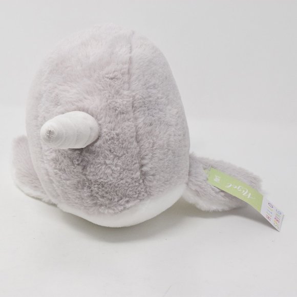 Pier 1 Imports Narwhal Plush Niguel Soft Stuffed Animal Toy Grey 15" New Plush - Picture 4 of 12